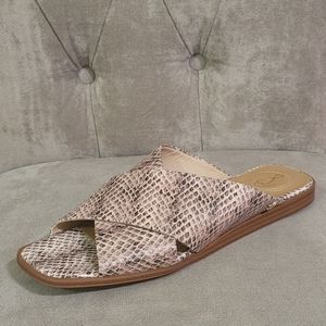 Sam Edelman Snake Print Slide Sandals - Tan